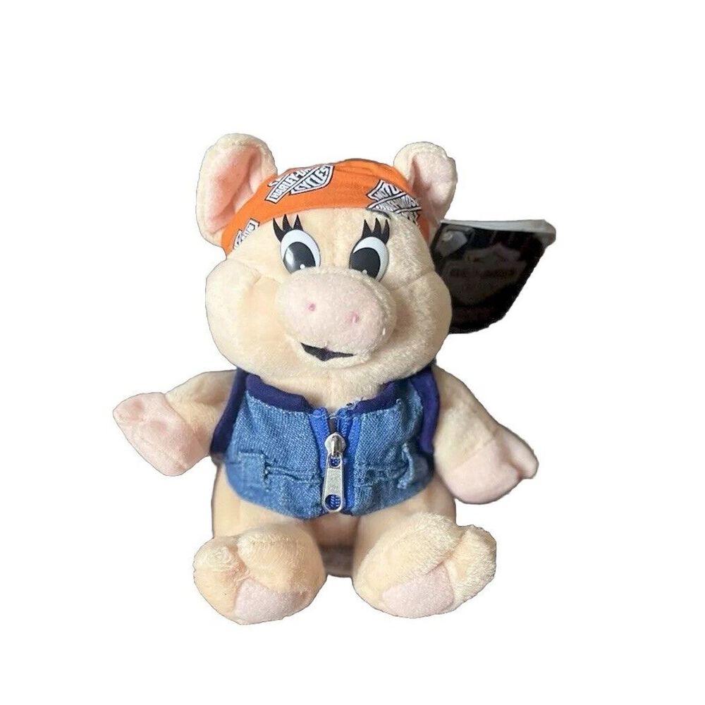 Harley-Davidson Plush Biker Hog Bean Bag Stuffed Punky Motorcycle Pig 6" MINT
